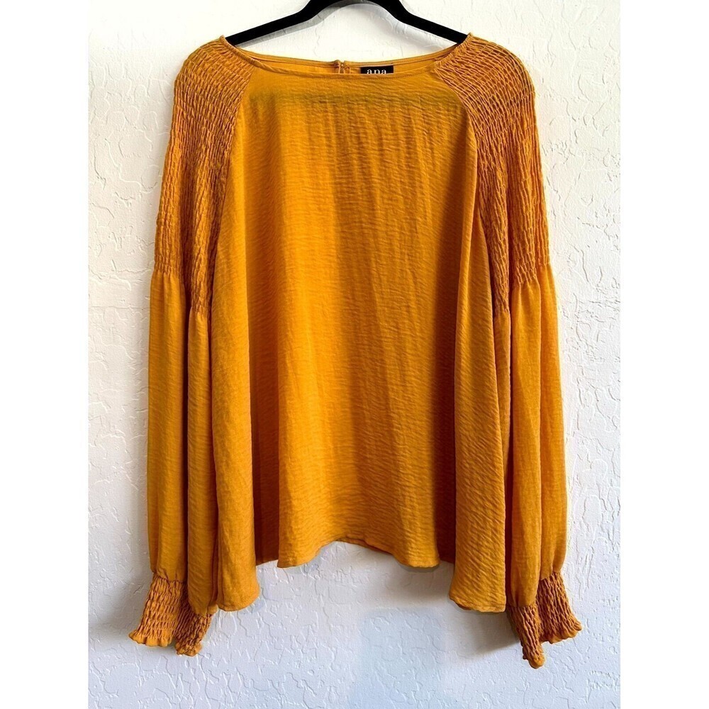 ANA A New Approach Puff‎ Sleeve Boat Neck Top Blouse Women's Size XXL Orange NWT